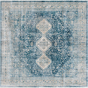 Navy Blue 8' x 8' Newport Square Area Rug 100% Polypropylene Traditional Distressed Classic Contemporary Carpet for Home Decor for Sale at Rug Engine