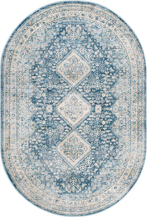 Navy Blue 4' x 5' 11 Newport Oval Area Rug 100% Polypropylene Traditional Distressed Classic Contemporary Carpet for Home Decor for Sale at Rug Engine