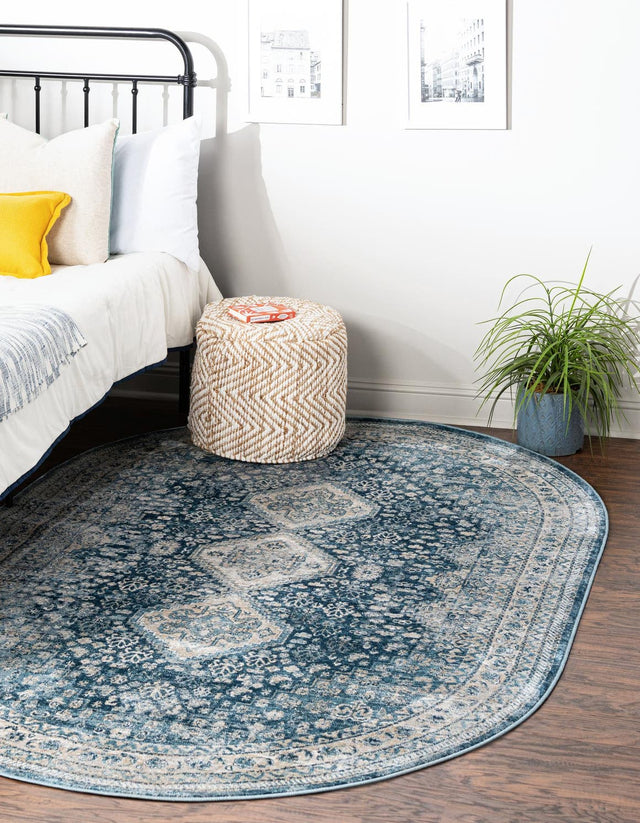 Navy Blue 4' x 5' 11 Newport Oval Area Rug 100% Polypropylene Traditional Distressed Classic Contemporary Carpet for Home Decor for Sale at Rug Engine