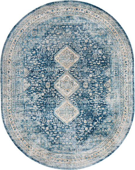 Navy Blue 7' 10 x 10' 2 Newport Oval Area Rug 100% Polypropylene Traditional Distressed Classic Contemporary Carpet for Home Decor for Sale at Rug Engine