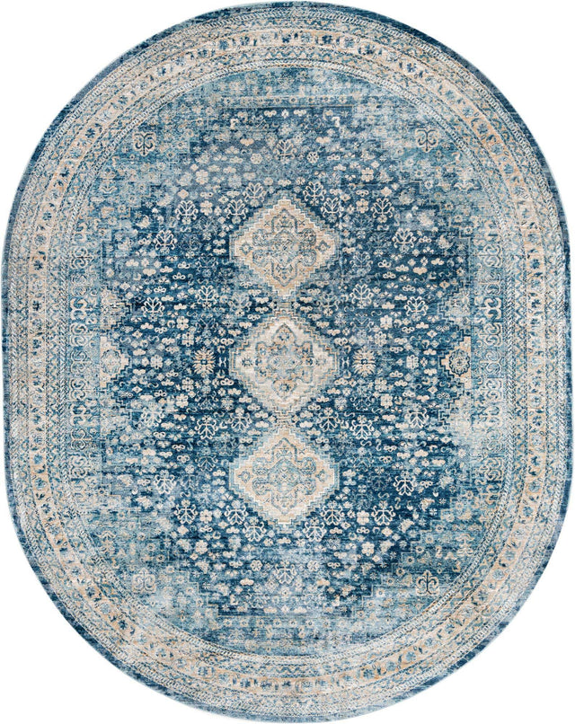 Navy Blue 7' 10 x 10' 2 Newport Oval Area Rug 100% Polypropylene Traditional Distressed Classic Contemporary Carpet for Home Decor for Sale at Rug Engine