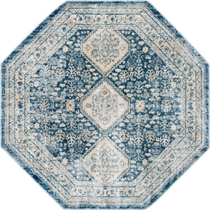 Navy Blue 4' x 4' Newport Octagon Area Rug 100% Polypropylene Traditional Distressed Classic Contemporary Carpet for Home Decor for Sale at Rug Engine