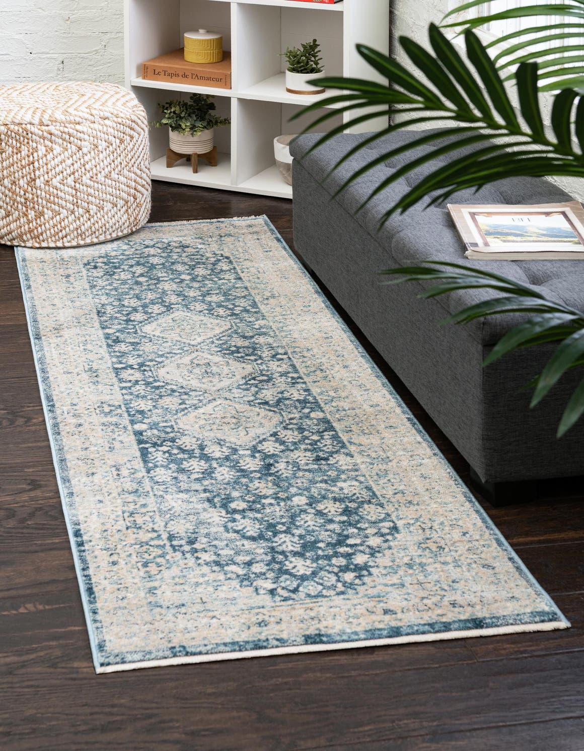 Navy Blue 2' 7 x 10' 2 Newport Runner Area Rug 100% Polypropylene Traditional Distressed Classic Contemporary Carpet for Home Decor for Sale at Rug Engine