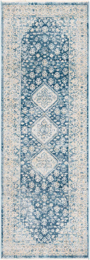 Navy Blue 2' x 5' 11 Newport Runner Area Rug 100% Polypropylene Traditional Distressed Classic Contemporary Carpet for Home Decor for Sale at Rug Engine