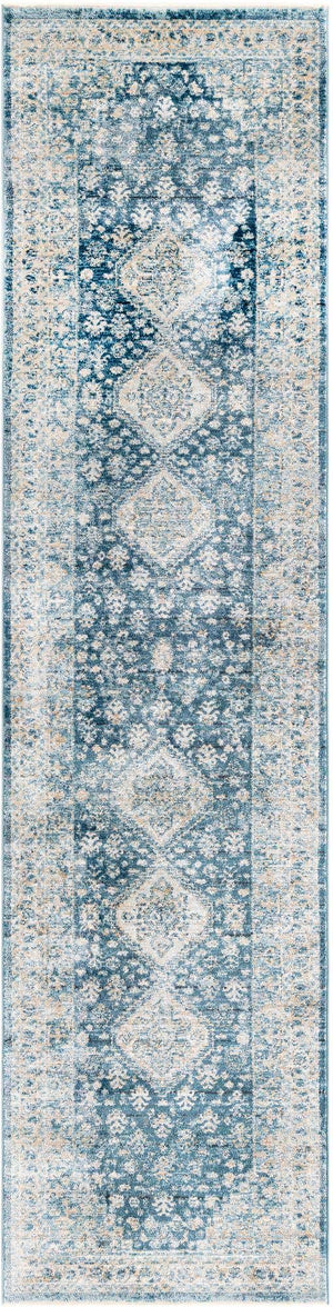 Navy Blue 2' x 8' Newport Runner Area Rug 100% Polypropylene Traditional Distressed Classic Contemporary Carpet for Home Decor for Sale at Rug Engine