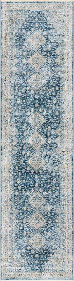 Navy Blue 2' 7 x 10' 2 Newport Runner Area Rug 100% Polypropylene Traditional Distressed Classic Contemporary Carpet for Home Decor for Sale at Rug Engine