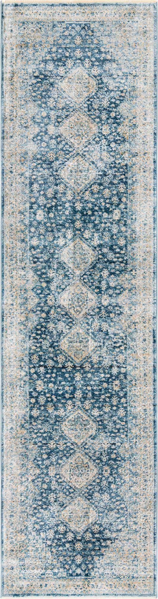 Navy Blue 2' 7 x 10' 2 Newport Runner Area Rug 100% Polypropylene Traditional Distressed Classic Contemporary Carpet for Home Decor for Sale at Rug Engine