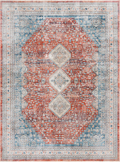 Red 9' x 12' Newport Rectangle Area Rug 100% Polypropylene Traditional Distressed Classic Contemporary Carpet for Home Decor for Sale at Rug Engine