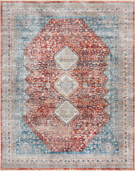 Red 7' 10 x 10' 2 Newport Rectangle Area Rug 100% Polypropylene Traditional Distressed Classic Contemporary Carpet for Home Decor for Sale at Rug Engine