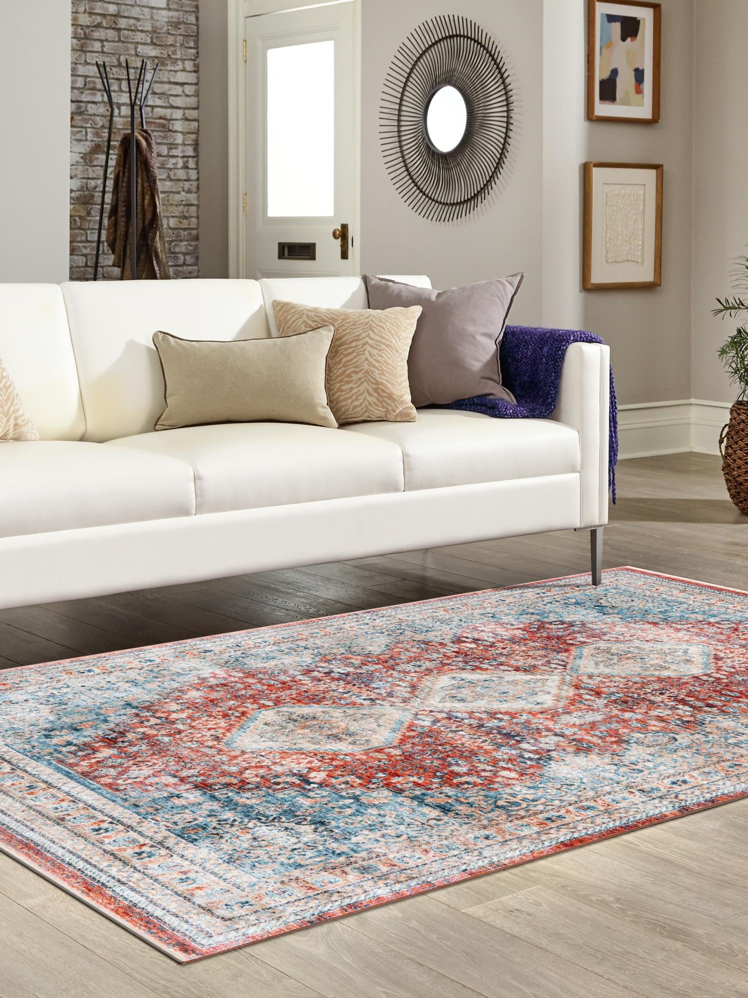 Red 9' x 12' Newport Rectangle Area Rug 100% Polypropylene Traditional Distressed Classic Contemporary Carpet for Home Decor for Sale at Rug Engine