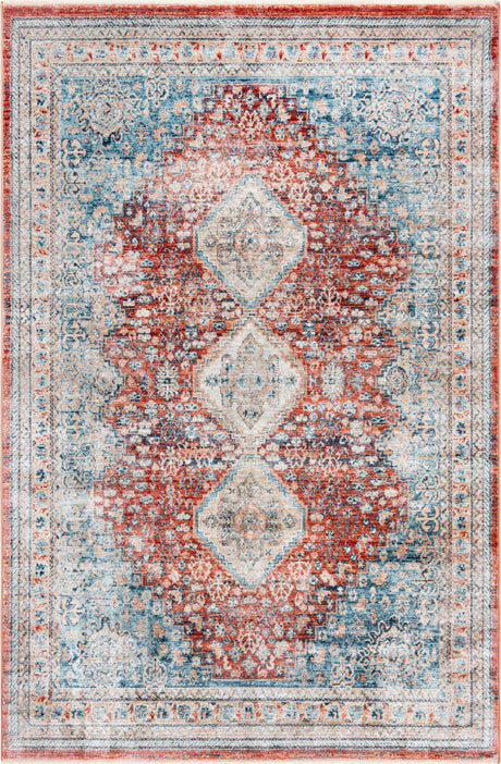 Red 5' 3 x 8' Newport Rectangle Area Rug 100% Polypropylene Traditional Distressed Classic Contemporary Carpet for Home Decor for Sale at Rug Engine