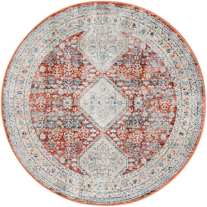 Red 3' 11 x 3' 11 Newport Round Area Rug 100% Polypropylene Traditional Distressed Classic Contemporary Carpet for Home Decor for Sale at Rug Engine