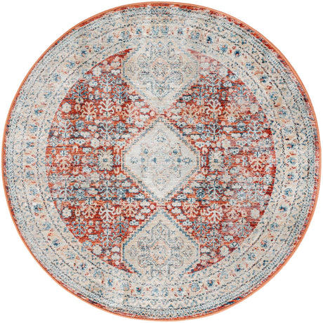 Red 3' 11 x 3' 11 Newport Round Area Rug 100% Polypropylene Traditional Distressed Classic Contemporary Carpet for Home Decor for Sale at Rug Engine