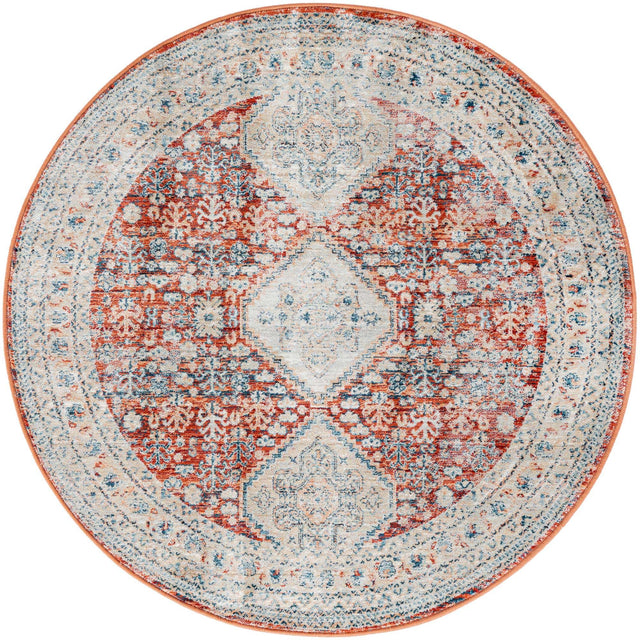Red 3' 11 x 3' 11 Newport Round Area Rug 100% Polypropylene Traditional Distressed Classic Contemporary Carpet for Home Decor for Sale at Rug Engine