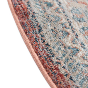 Red 7' x 7' Newport Round Area Rug 100% Polypropylene Traditional Distressed Classic Contemporary Carpet for Home Decor for Sale at Rug Engine