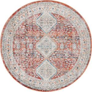 Red 5' 3 x 5' 3 Newport Round Area Rug 100% Polypropylene Traditional Distressed Classic Contemporary Carpet for Home Decor for Sale at Rug Engine