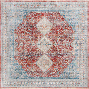 Red 10' 2 x 10' 2 Newport Square Area Rug 100% Polypropylene Traditional Distressed Classic Contemporary Carpet for Home Decor for Sale at Rug Engine