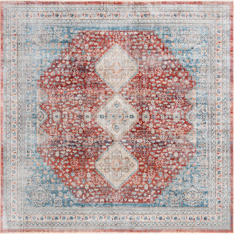 Red 10' 2 x 10' 2 Newport Square Area Rug 100% Polypropylene Traditional Distressed Classic Contemporary Carpet for Home Decor for Sale at Rug Engine