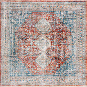 Red 8' x 8' Newport Square Area Rug 100% Polypropylene Traditional Distressed Classic Contemporary Carpet for Home Decor for Sale at Rug Engine