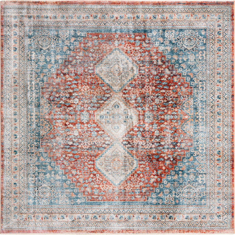 Red 8' x 8' Newport Square Area Rug 100% Polypropylene Traditional Distressed Classic Contemporary Carpet for Home Decor for Sale at Rug Engine
