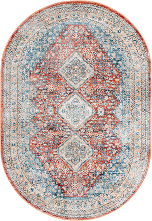 Red 4' x 5' 11 Newport Oval Area Rug 100% Polypropylene Traditional Distressed Classic Contemporary Carpet for Home Decor for Sale at Rug Engine