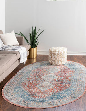 Red 7' 10 x 10' 2 Newport Oval Area Rug 100% Polypropylene Traditional Distressed Classic Contemporary Carpet for Home Decor for Sale at Rug Engine