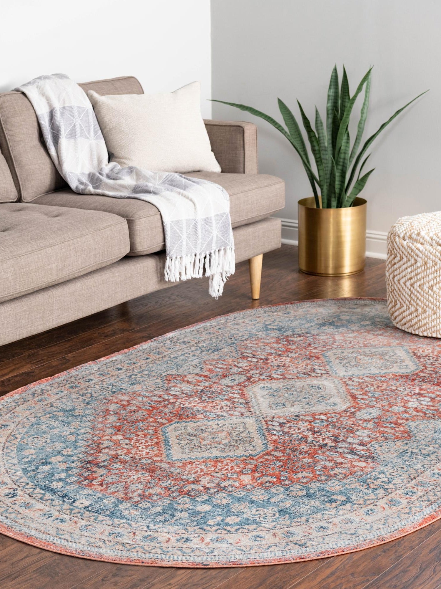 Red 5' 3 x 8' Newport Oval Area Rug 100% Polypropylene Traditional Distressed Classic Contemporary Carpet for Home Decor for Sale at Rug Engine
