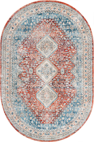 Red 5' 3 x 8' Newport Oval Area Rug 100% Polypropylene Traditional Distressed Classic Contemporary Carpet for Home Decor for Sale at Rug Engine