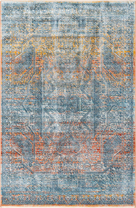 Multicolor 5' 3 x 8' Newport Rectangle Area Rug 100% Polypropylene Traditional Distressed Classic Contemporary Carpet for Home Decor for Sale at Rug Engine
