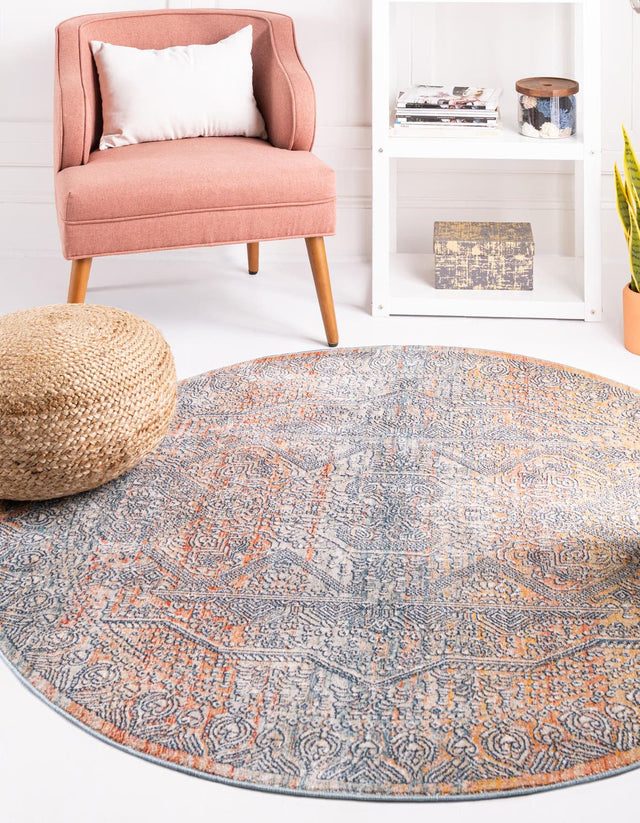 Multicolor 10' 2 x 10' 2 Newport Round Area Rug 100% Polypropylene Traditional Distressed Classic Contemporary Carpet for Home Decor for Sale at Rug Engine