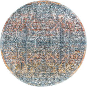 Multicolor 5' 3 x 5' 3 Newport Round Area Rug 100% Polypropylene Traditional Distressed Classic Contemporary Carpet for Home Decor for Sale at Rug Engine