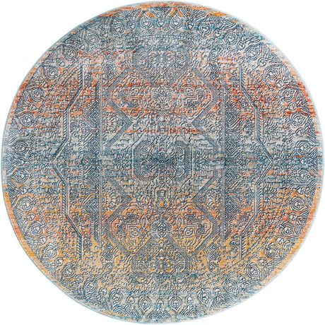 Multicolor 5' 3 x 5' 3 Newport Round Area Rug 100% Polypropylene Traditional Distressed Classic Contemporary Carpet for Home Decor for Sale at Rug Engine