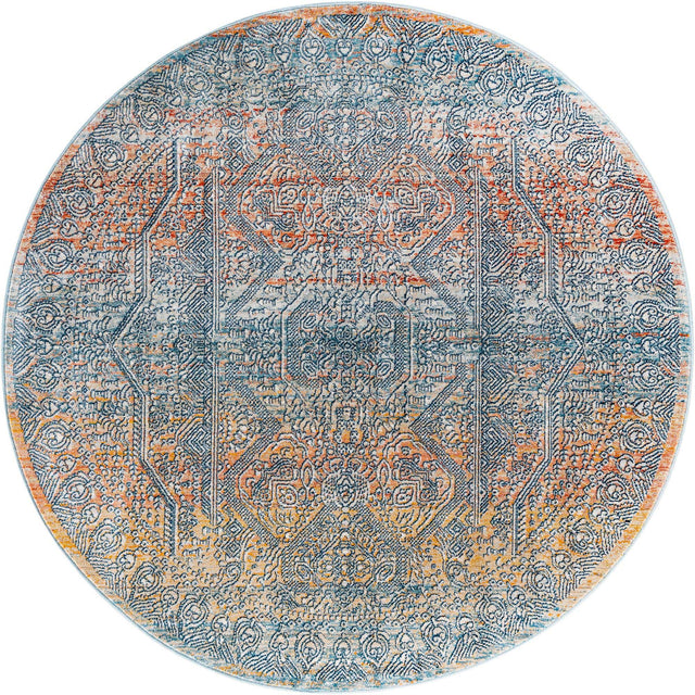 Multicolor 5' 3 x 5' 3 Newport Round Area Rug 100% Polypropylene Traditional Distressed Classic Contemporary Carpet for Home Decor for Sale at Rug Engine