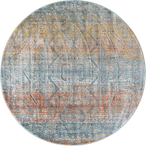 Multicolor 7' x 7' Newport Round Area Rug 100% Polypropylene Traditional Distressed Classic Contemporary Carpet for Home Decor for Sale at Rug Engine
