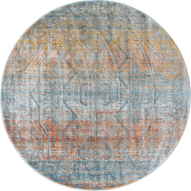 Multicolor 7' x 7' Newport Round Area Rug 100% Polypropylene Traditional Distressed Classic Contemporary Carpet for Home Decor for Sale at Rug Engine