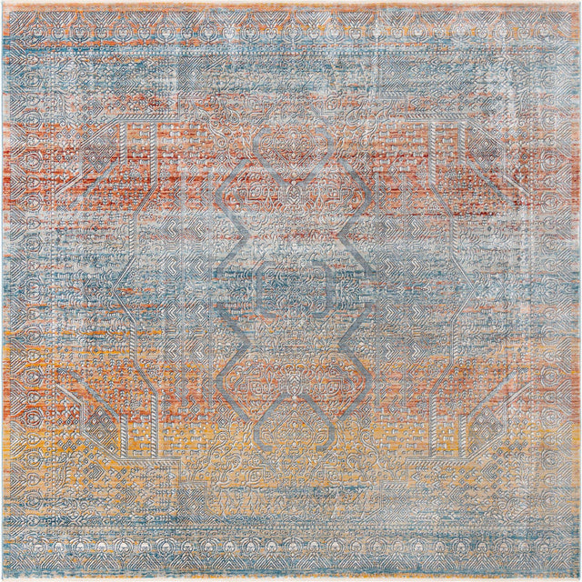 Multicolor 10' 2 x 10' 2 Newport Square Area Rug 100% Polypropylene Traditional Distressed Classic Contemporary Carpet for Home Decor for Sale at Rug Engine