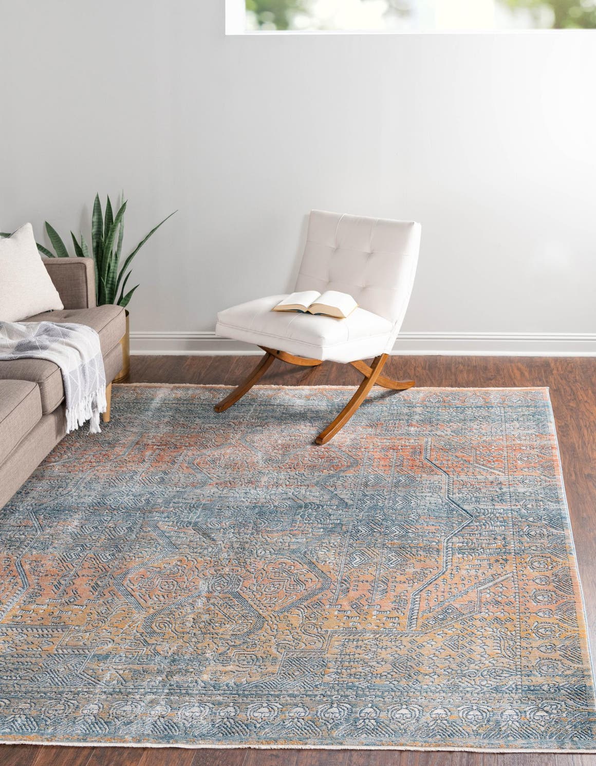 Multicolor 8' x 8' Newport Square Area Rug 100% Polypropylene Traditional Distressed Classic Contemporary Carpet for Home Decor for Sale at Rug Engine