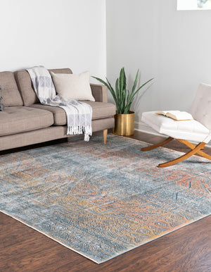 Multicolor 8' x 8' Newport Square Area Rug 100% Polypropylene Traditional Distressed Classic Contemporary Carpet for Home Decor for Sale at Rug Engine