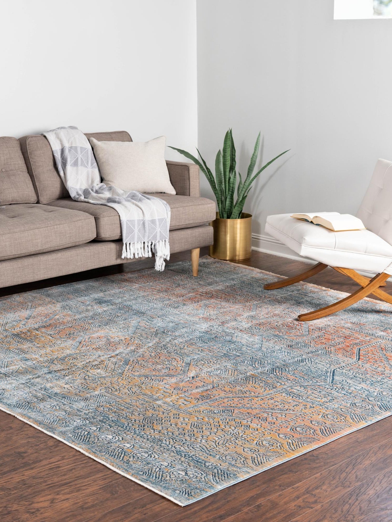 Multicolor 10' 2 x 10' 2 Newport Square Area Rug 100% Polypropylene Traditional Distressed Classic Contemporary Carpet for Home Decor for Sale at Rug Engine