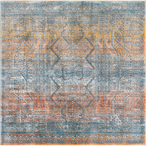 Multicolor 8' x 8' Newport Square Area Rug 100% Polypropylene Traditional Distressed Classic Contemporary Carpet for Home Decor for Sale at Rug Engine