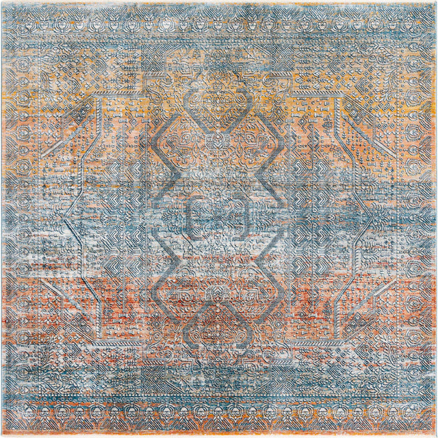Multicolor 8' x 8' Newport Square Area Rug 100% Polypropylene Traditional Distressed Classic Contemporary Carpet for Home Decor for Sale at Rug Engine