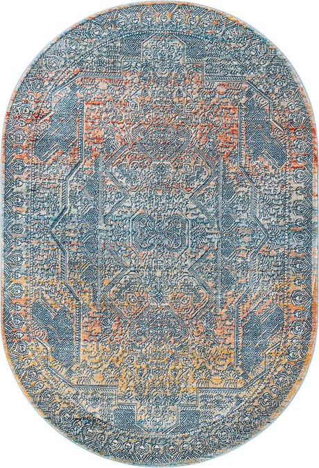 Multicolor 4' x 5' 11 Newport Oval Area Rug 100% Polypropylene Traditional Distressed Classic Contemporary Carpet for Home Decor for Sale at Rug Engine