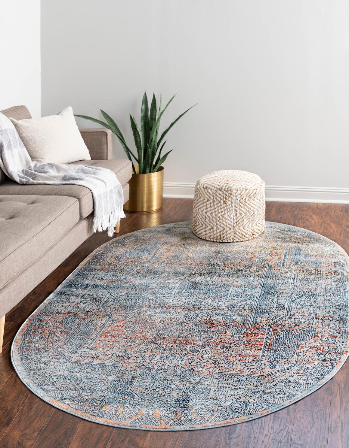 Multicolor 5' 3 x 8' Newport Oval Area Rug 100% Polypropylene Traditional Distressed Classic Contemporary Carpet for Home Decor for Sale at Rug Engine
