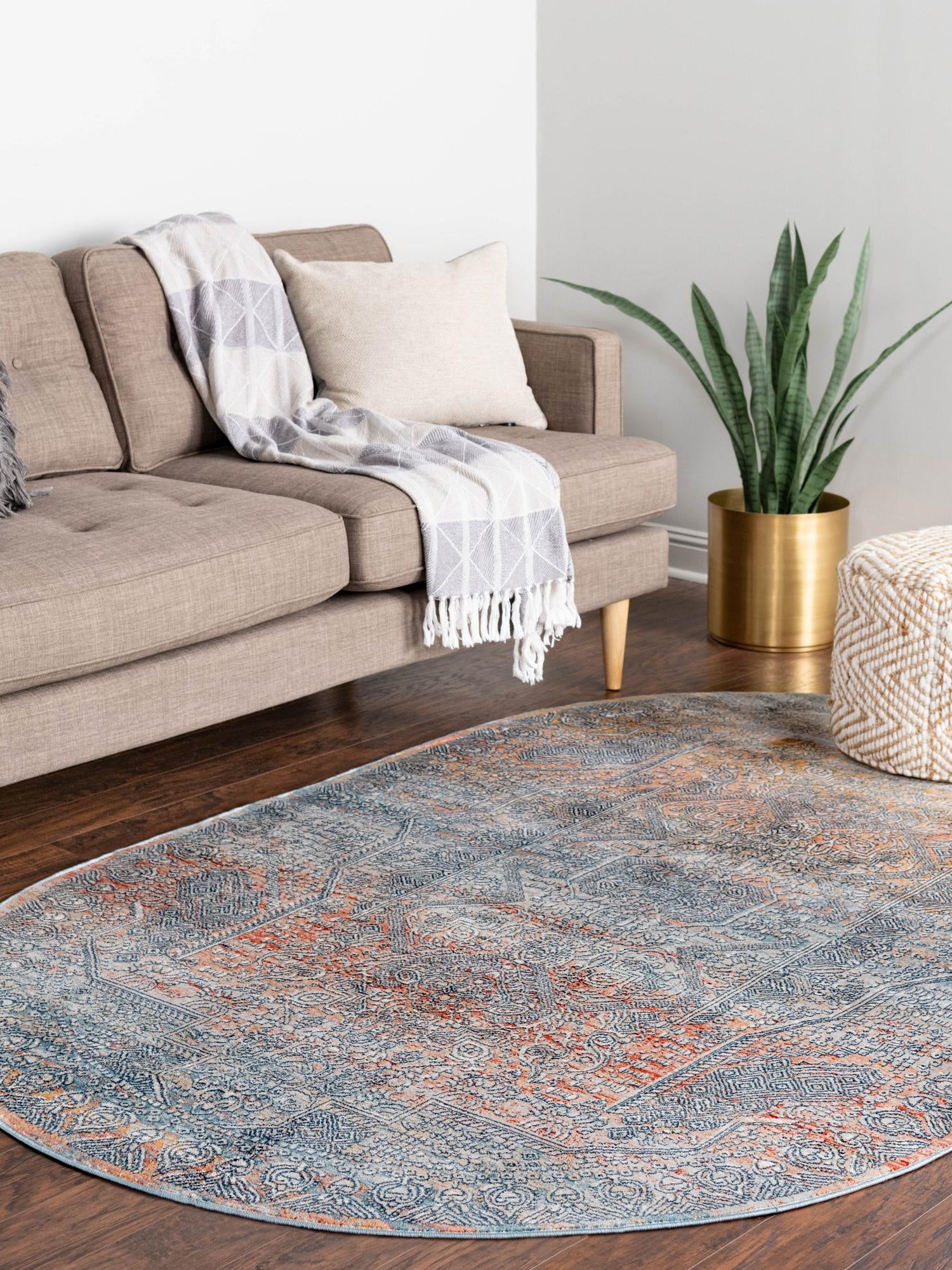 Multicolor 7' 10 x 10' 2 Newport Oval Area Rug 100% Polypropylene Traditional Distressed Classic Contemporary Carpet for Home Decor for Sale at Rug Engine