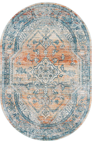 Multicolor 5' 3 x 8' Newport Oval Area Rug 100% Polypropylene Traditional Distressed Classic Contemporary Carpet for Home Decor for Sale at Rug Engine