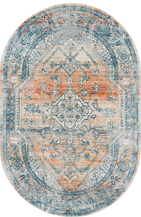 Multicolor 5' 3 x 8' Newport Oval Area Rug 100% Polypropylene Traditional Distressed Classic Contemporary Carpet for Home Decor for Sale at Rug Engine