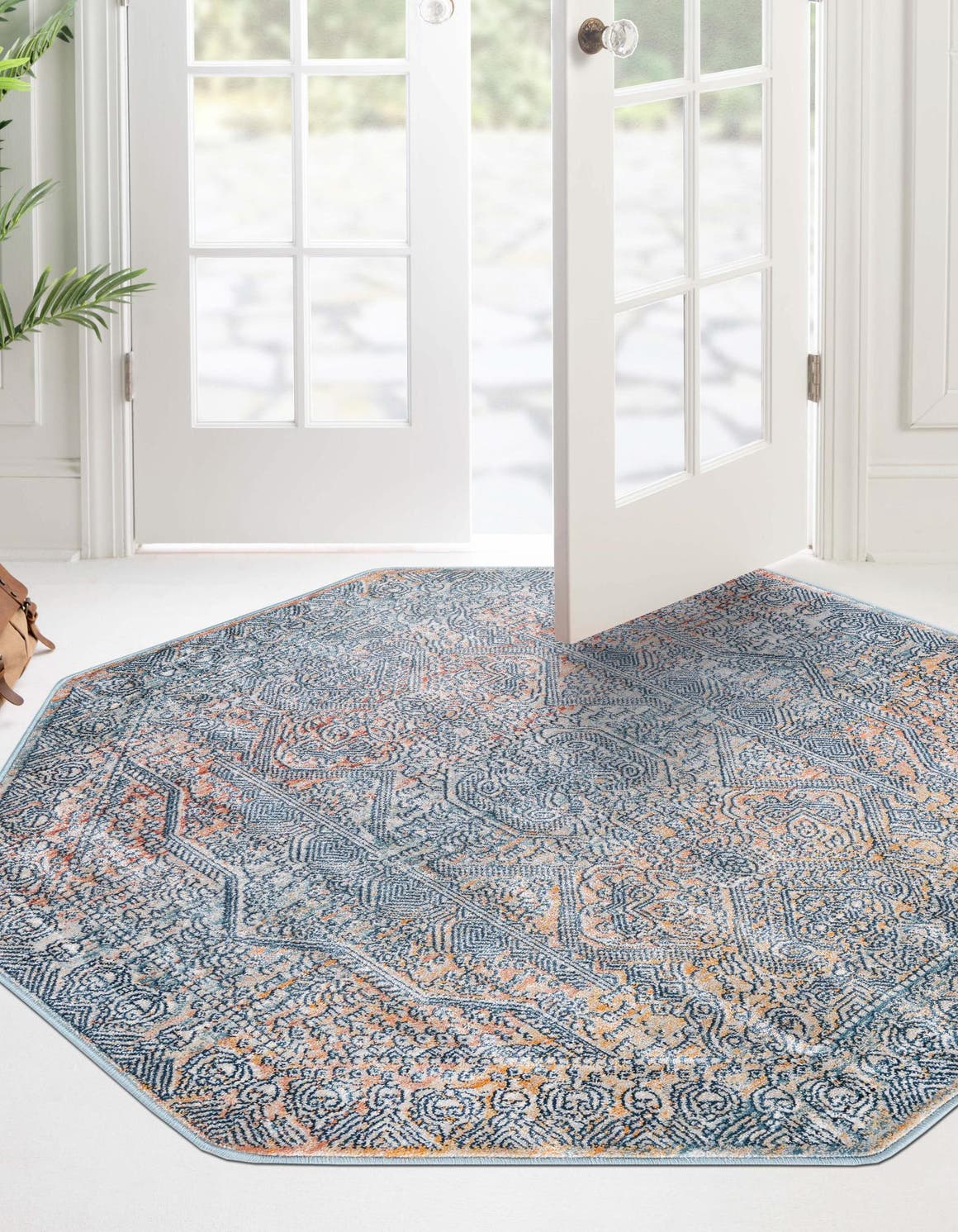 Multicolor 7' x 7' Newport Octagon Area Rug 100% Polypropylene Traditional Distressed Classic Contemporary Carpet for Home Decor for Sale at Rug Engine