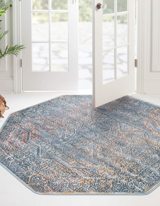 Multicolor 7' x 7' Newport Octagon Area Rug 100% Polypropylene Traditional Distressed Classic Contemporary Carpet for Home Decor for Sale at Rug Engine