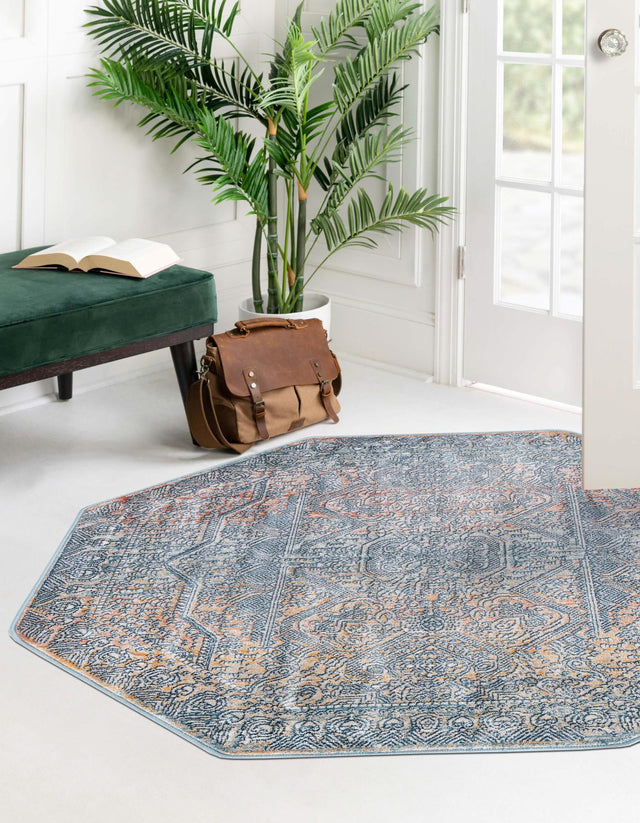Multicolor 7' x 7' Newport Octagon Area Rug 100% Polypropylene Traditional Distressed Classic Contemporary Carpet for Home Decor for Sale at Rug Engine