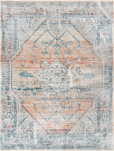 Multicolor 9' x 12' Newport Rectangle Area Rug 100% Polypropylene Traditional Distressed Classic Contemporary Carpet for Home Decor for Sale at Rug Engine